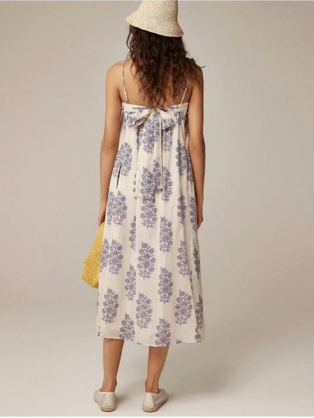 J. Crew Floaty midi dress in block-print cotton voile.